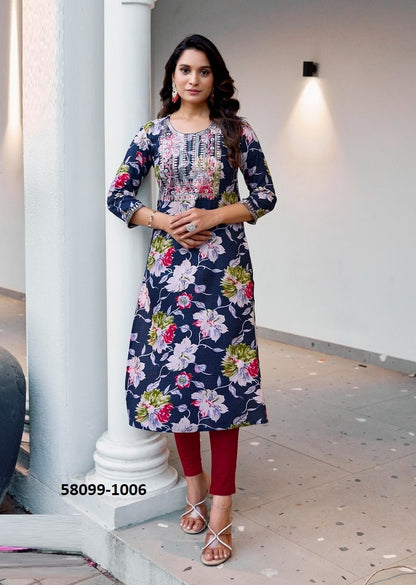 Straight-Cut Printed Rayon Top