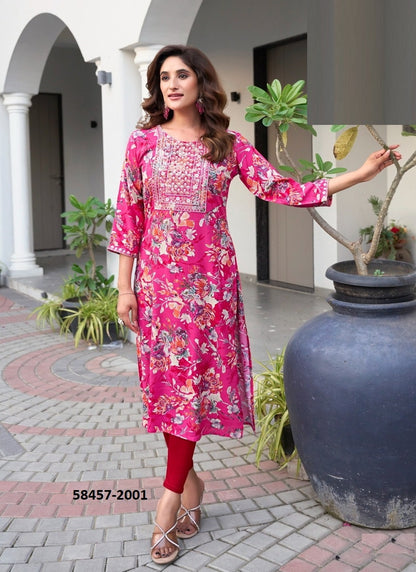 Straight-Cut Printed Rayon Top