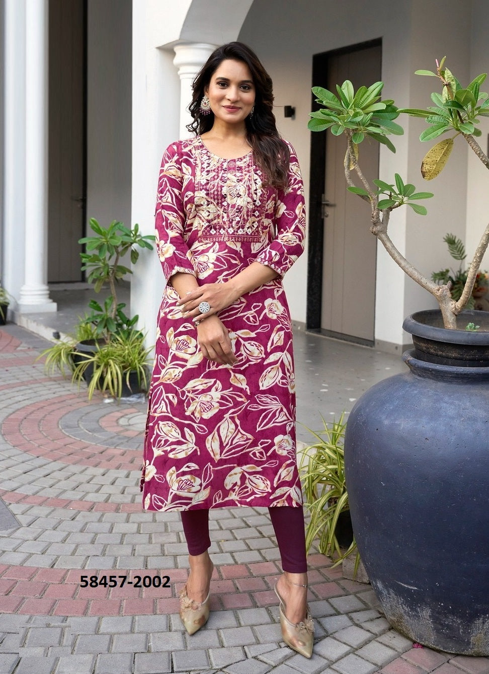 Straight-Cut Printed Rayon Top