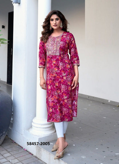 Straight-Cut Printed Rayon Top