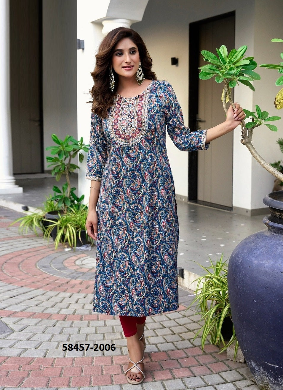 Straight-Cut Printed Rayon Top