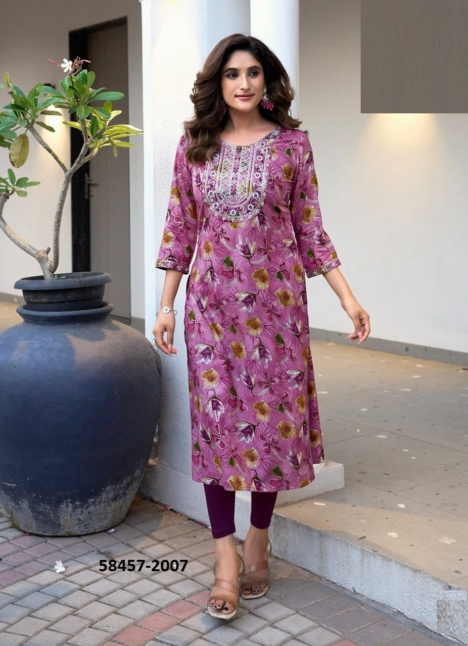 Straight-Cut Printed Rayon Top