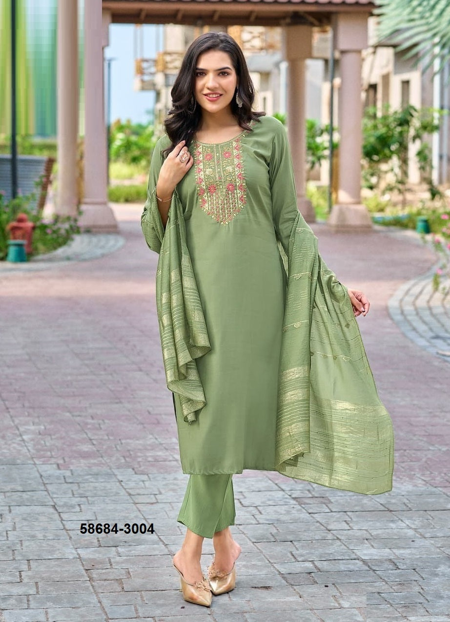 Rayon Salwar Set with Jacquard Dupatta