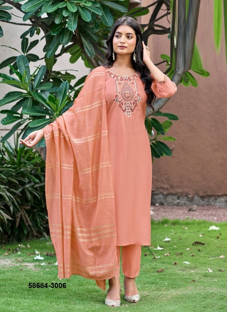 Rayon Salwar Set with Jacquard Dupatta