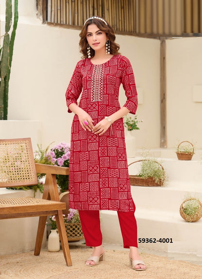Straight-Cut Printed Rayon Top