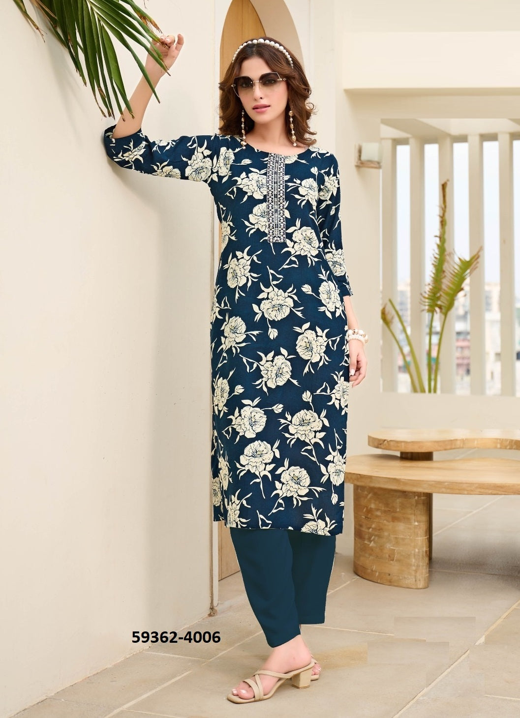 Straight-Cut Printed Rayon Top