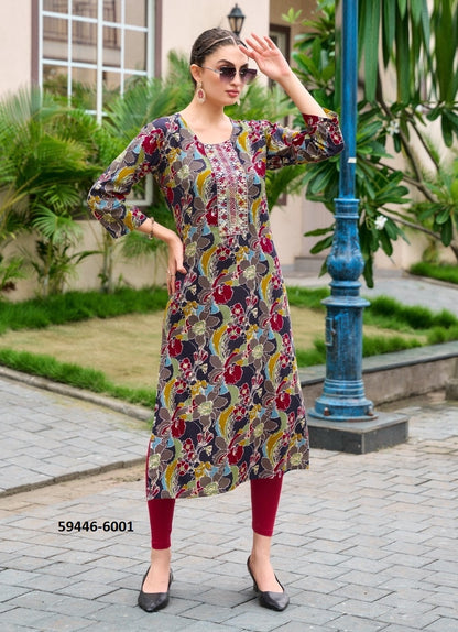 Straight-Cut Printed Rayon Top
