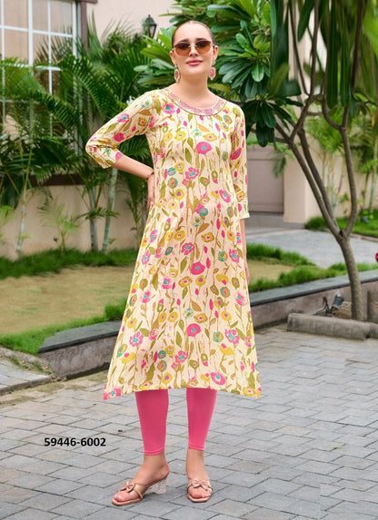 Straight-Cut Printed Rayon Top