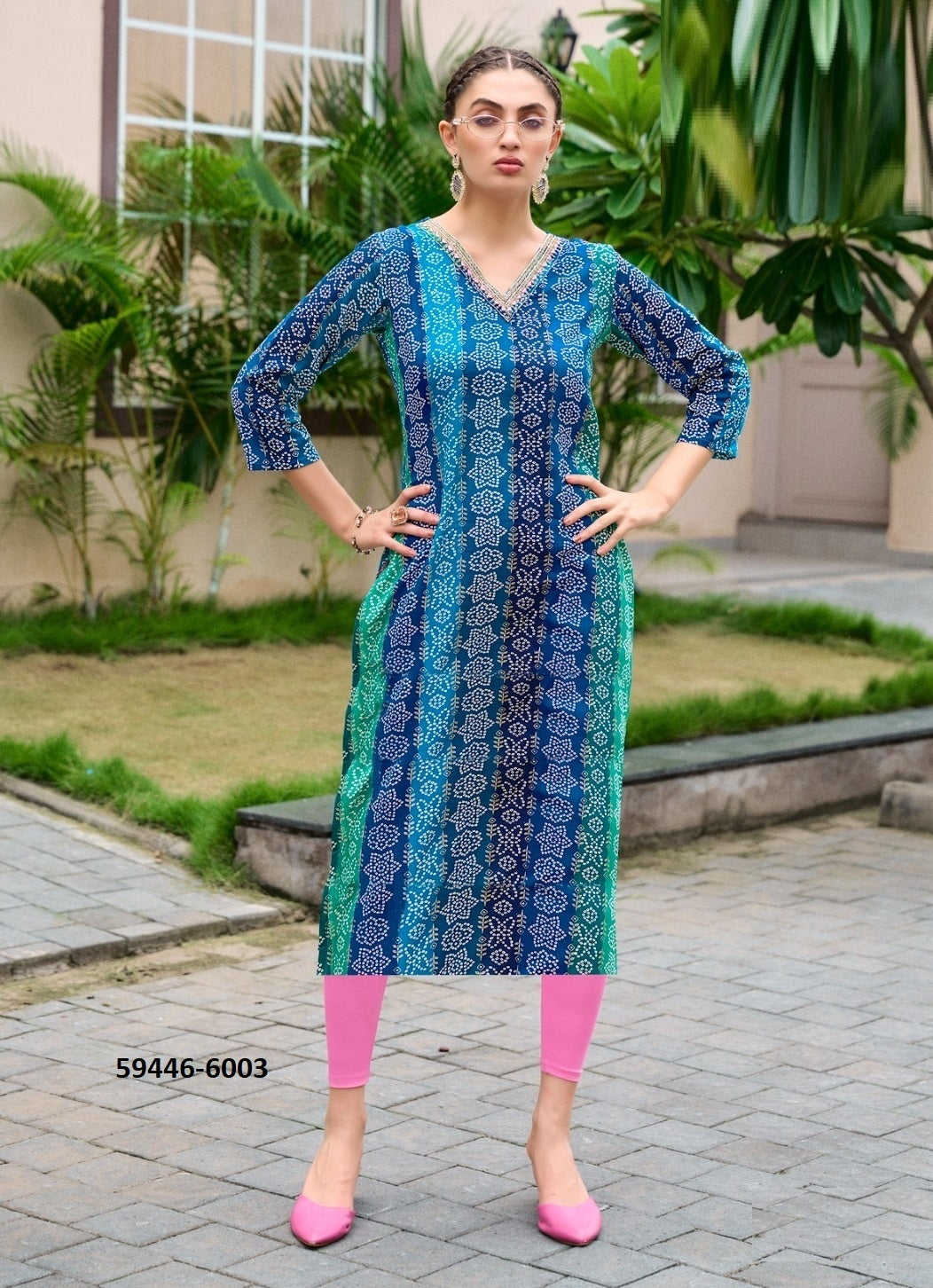 Straight-Cut Printed Rayon Top