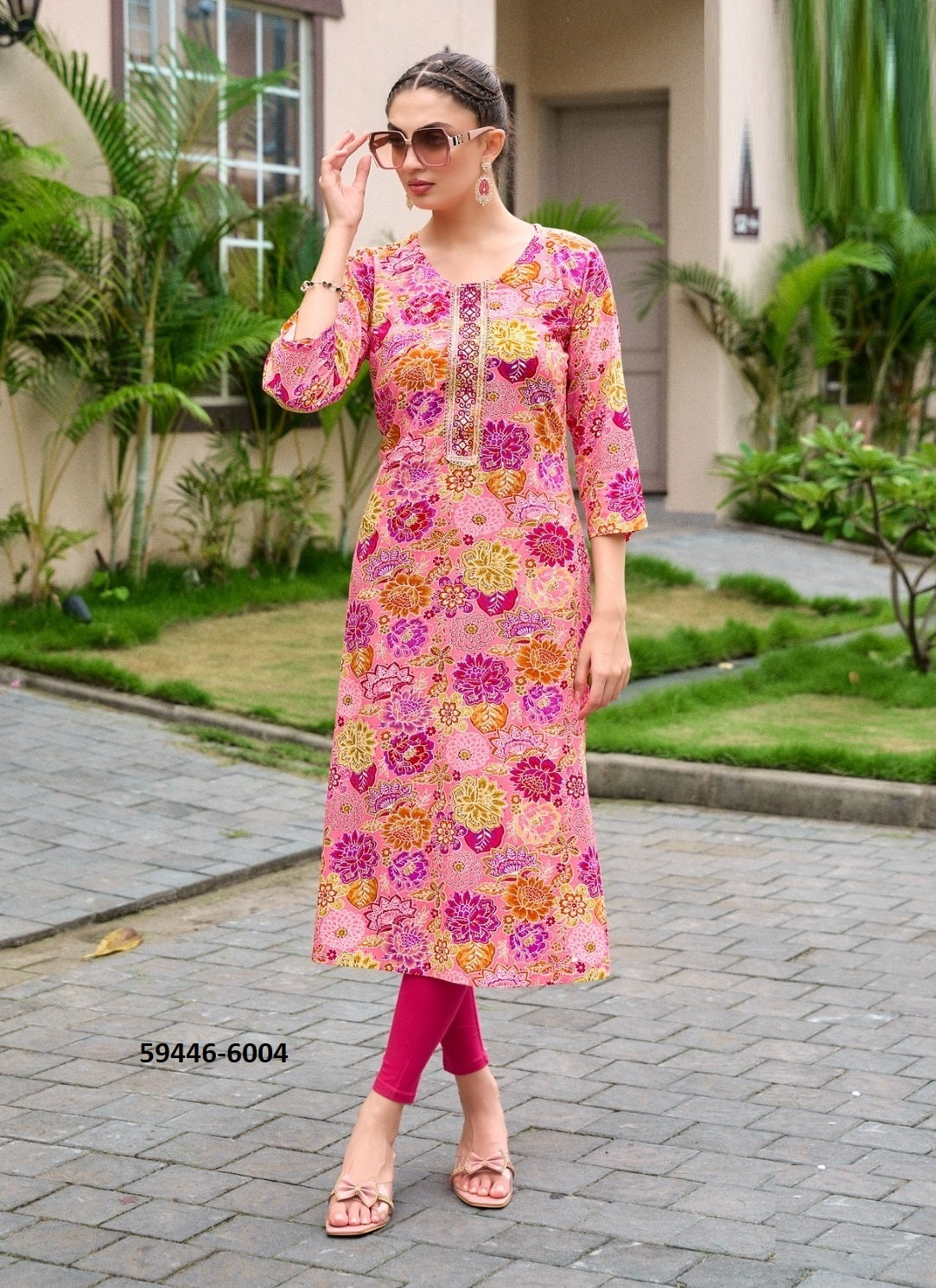 Straight-Cut Printed Rayon Top