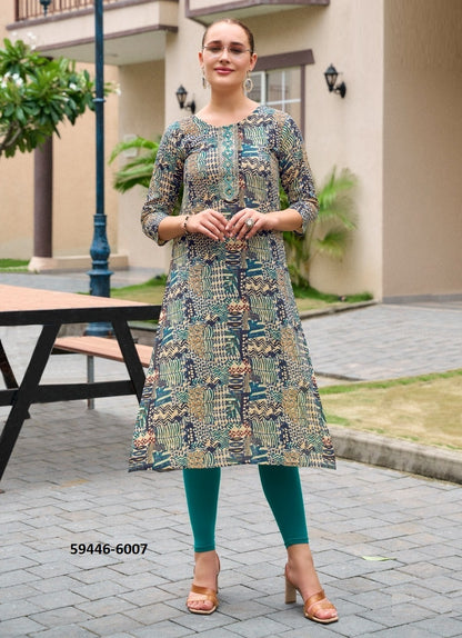 Straight-Cut Printed Rayon Top