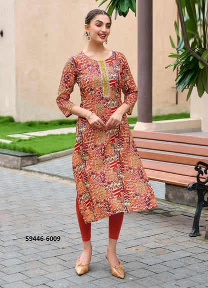 Straight-Cut Printed Rayon Top