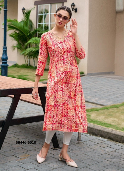 Straight-Cut Printed Rayon Top