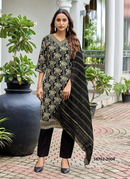 Printed Rayon Salwar Set with Jacquard Dupatta