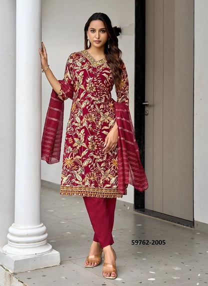 Printed Rayon Salwar Set with Jacquard Dupatta