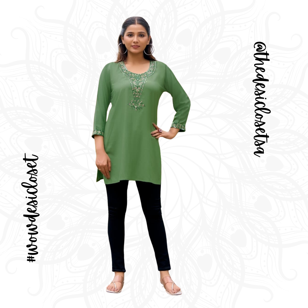 Rayon Embroidered Short Top