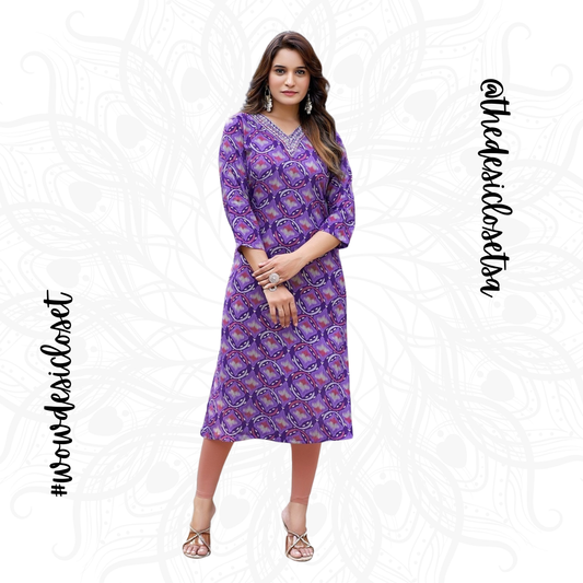 Straight-Cut Printed Rayon Top