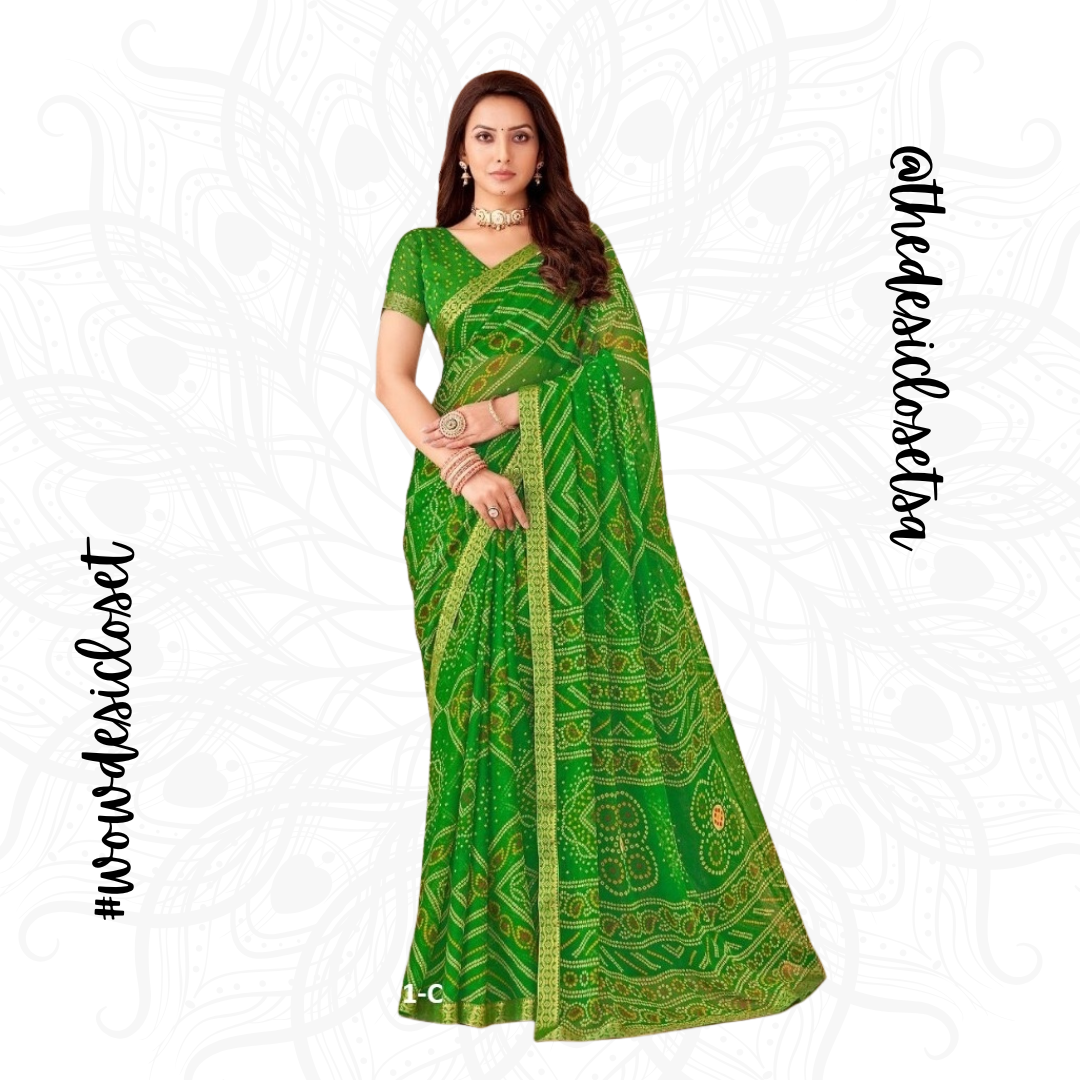 Chiffon Bandhani Sari