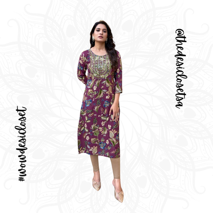 Straight-Cut Printed Rayon Top