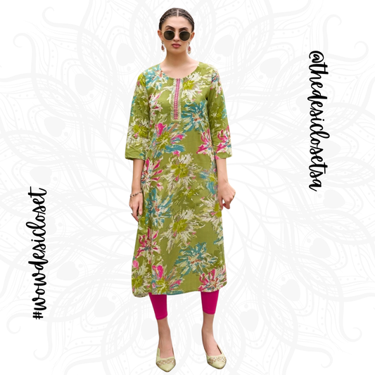 Straight-Cut Printed Rayon Top