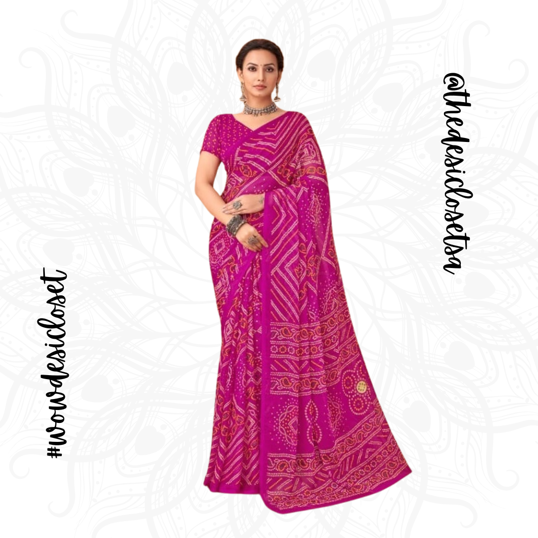 Chiffon Bandhani Sari