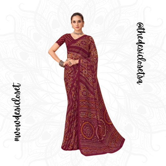 Chiffon Bandhani Sari