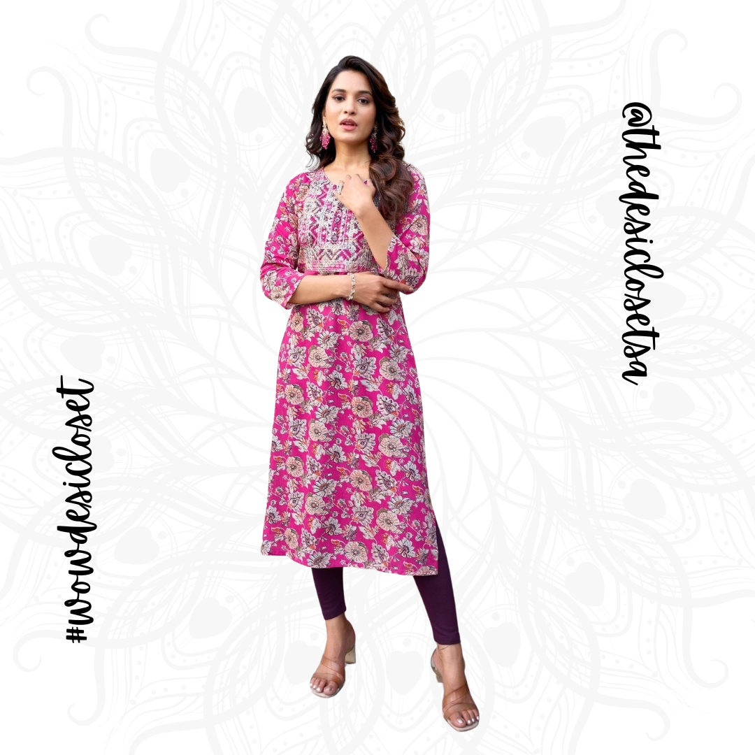 Straight-Cut Printed Rayon Top