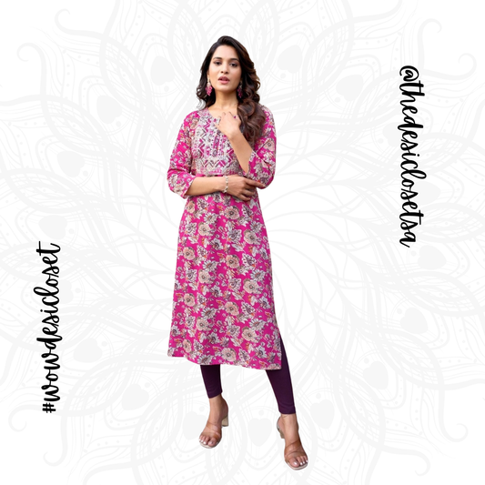 Straight-Cut Printed Rayon Top