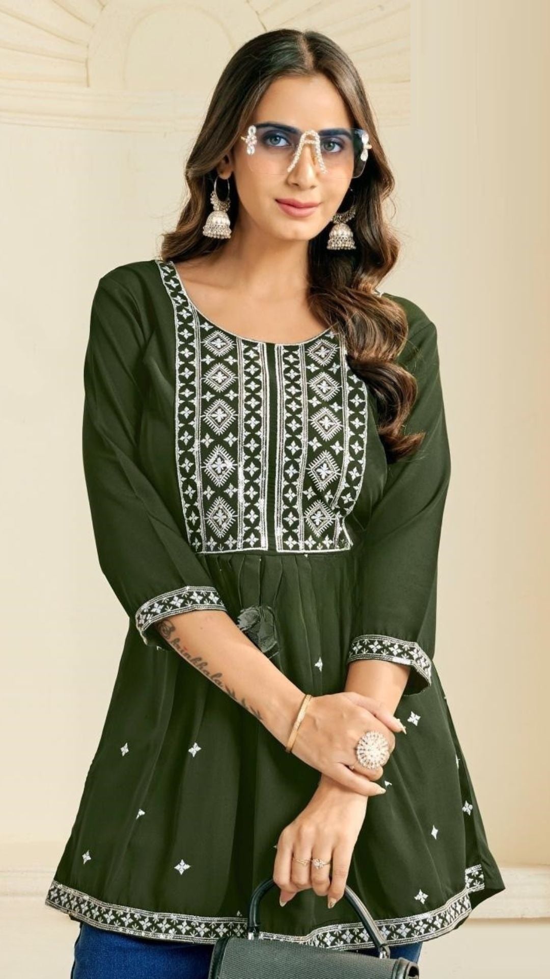 Rayon Embroidered Short Top