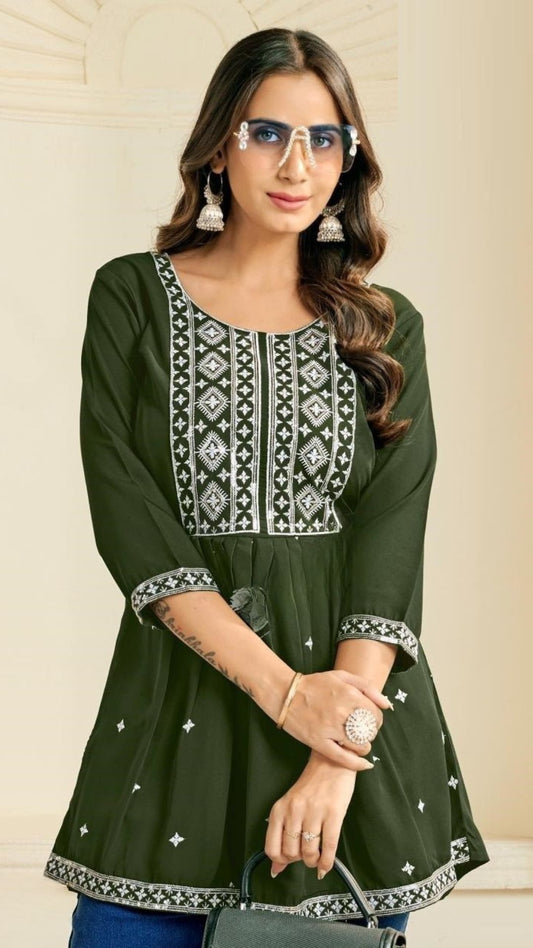Rayon Embroidered Short Top