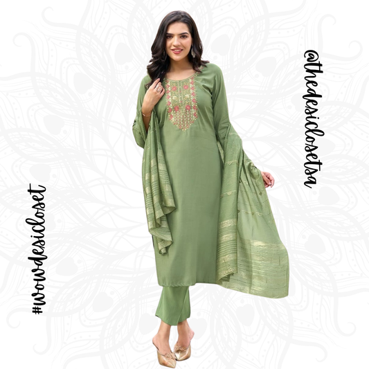 Rayon Salwar Set with Jacquard Dupatta