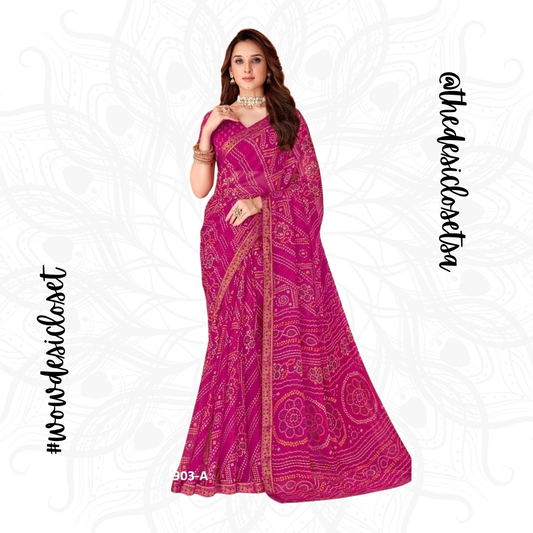 Chiffon Bandhani Sari