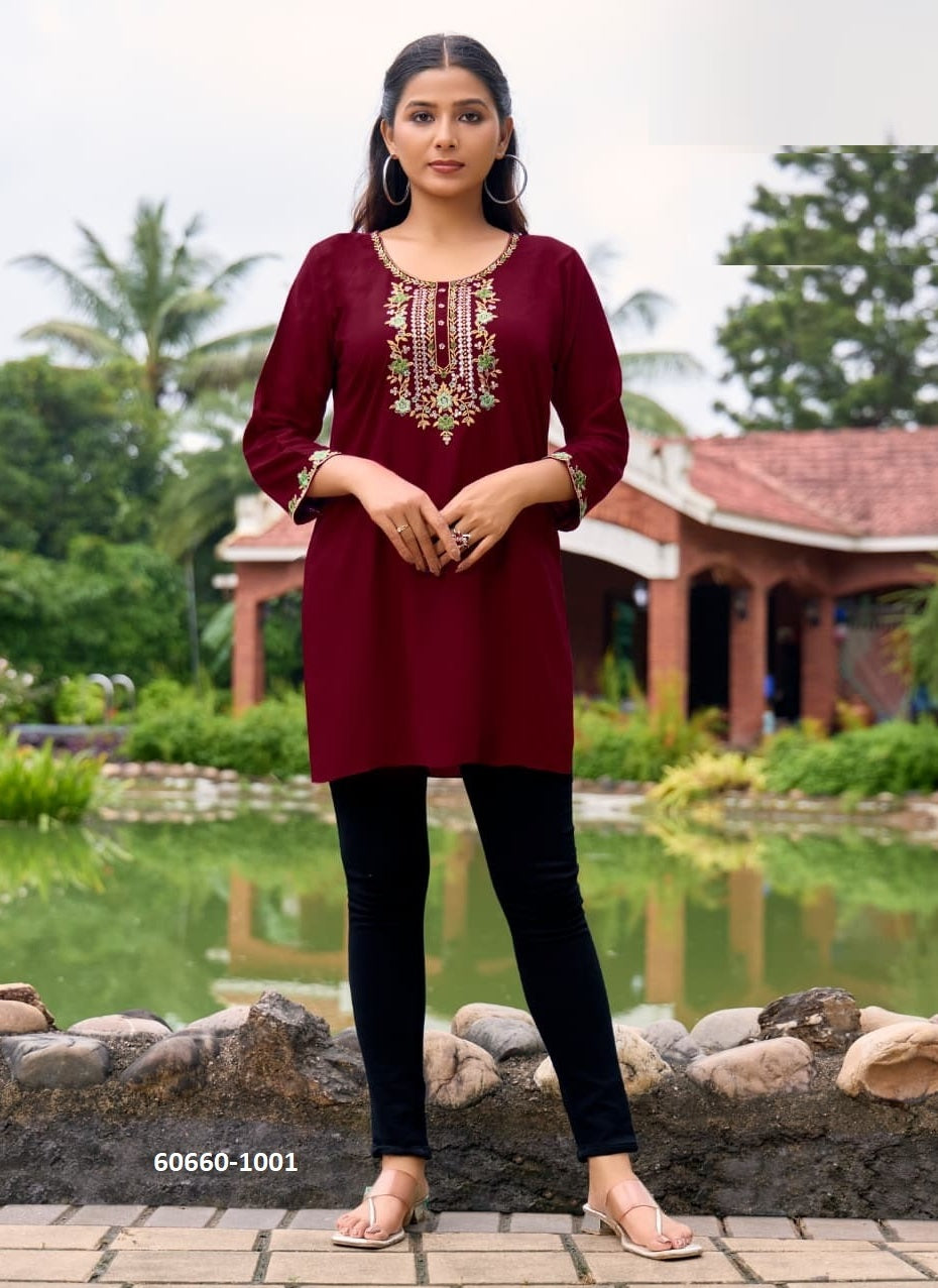 Rayon Embroidered Short Top