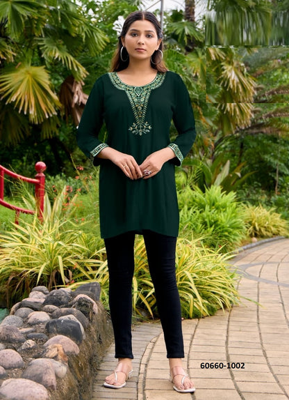 Rayon Embroidered Short Top