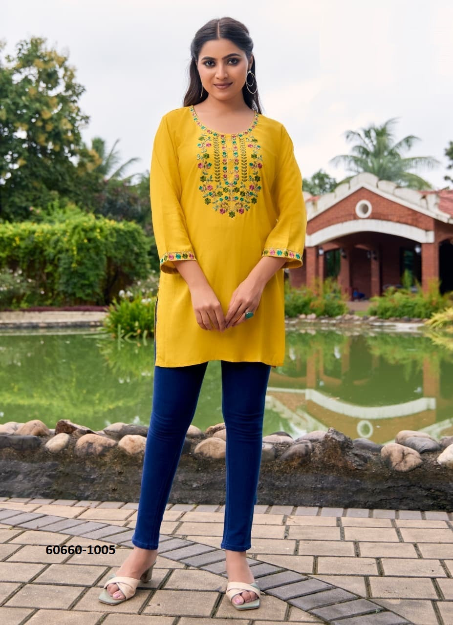 Rayon Embroidered Short Top