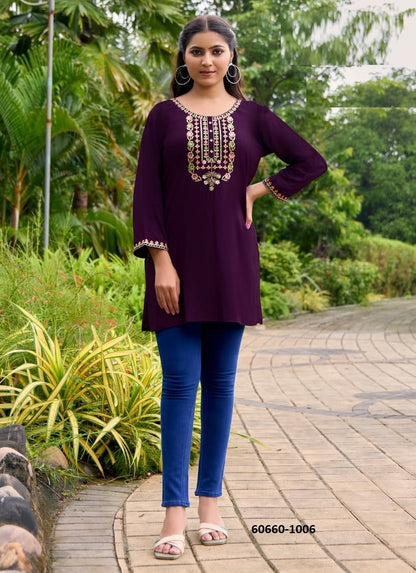 Rayon Embroidered Short Top