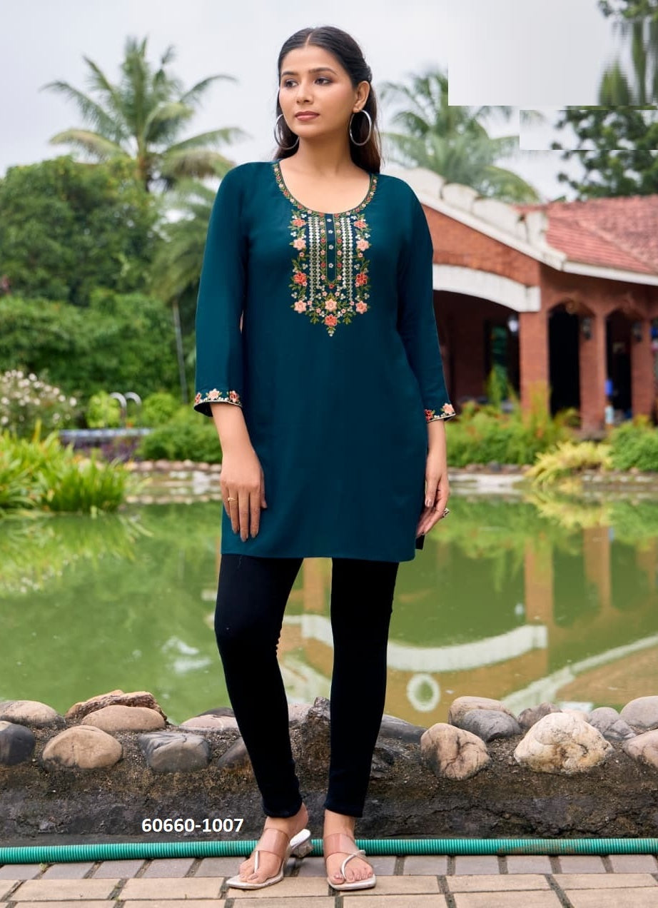 Rayon Embroidered Short Top