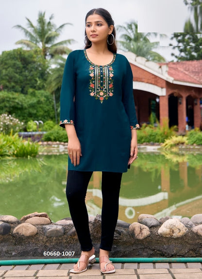 Rayon Embroidered Short Top