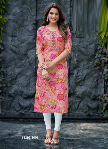 Straight-Cut Printed Rayon Top