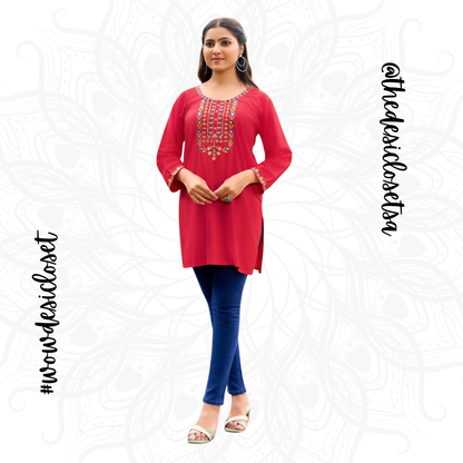 Rayon Embroidered Short Top