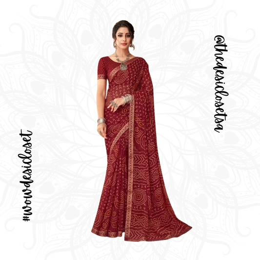 Chiffon Bandhani Sari