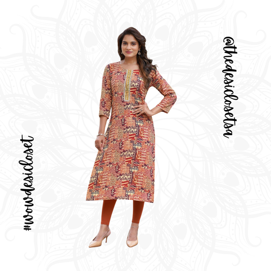 Straight-Cut Printed Rayon Top