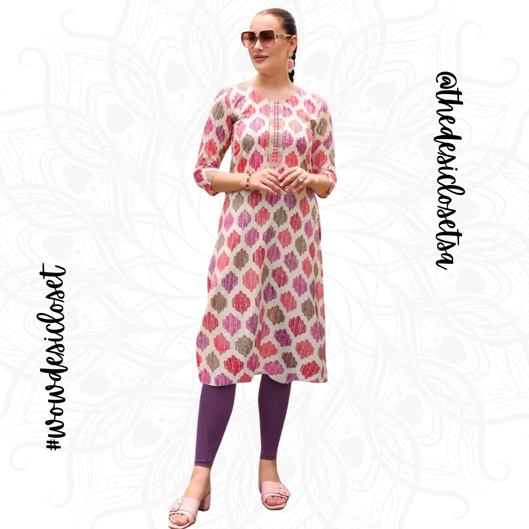 Straight-Cut Printed Rayon Top