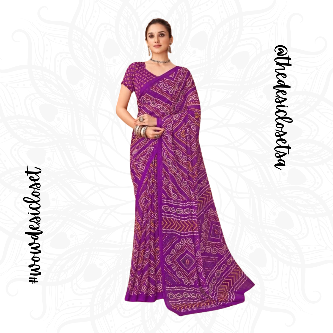 Chiffon Bandhani Sari