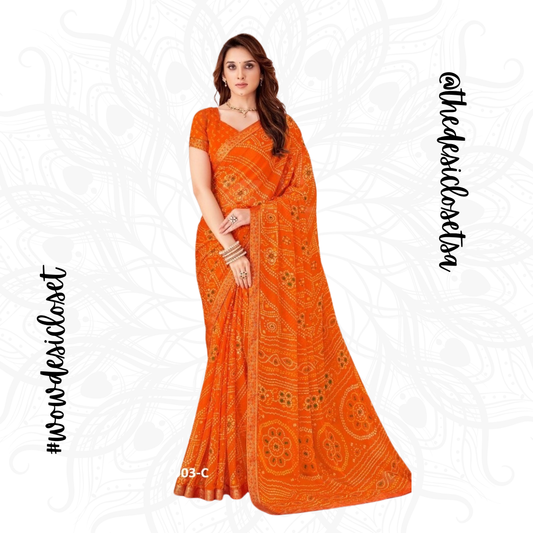 Chiffon Bandhani Sari