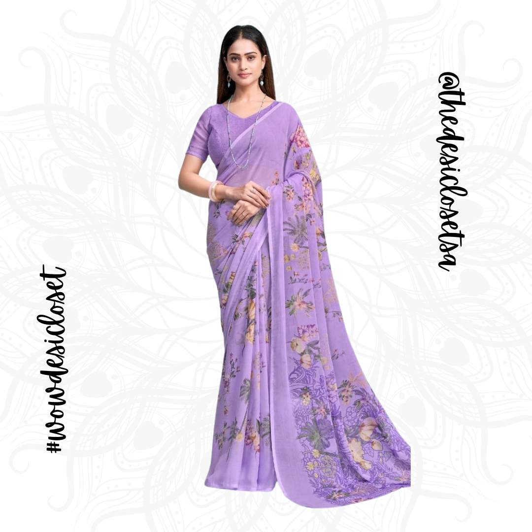 Chiffon Floral Sari