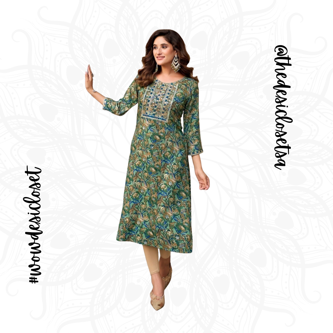 Straight-Cut Printed Rayon Top