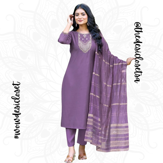 Rayon Salwar Set with Jacquard Dupatta