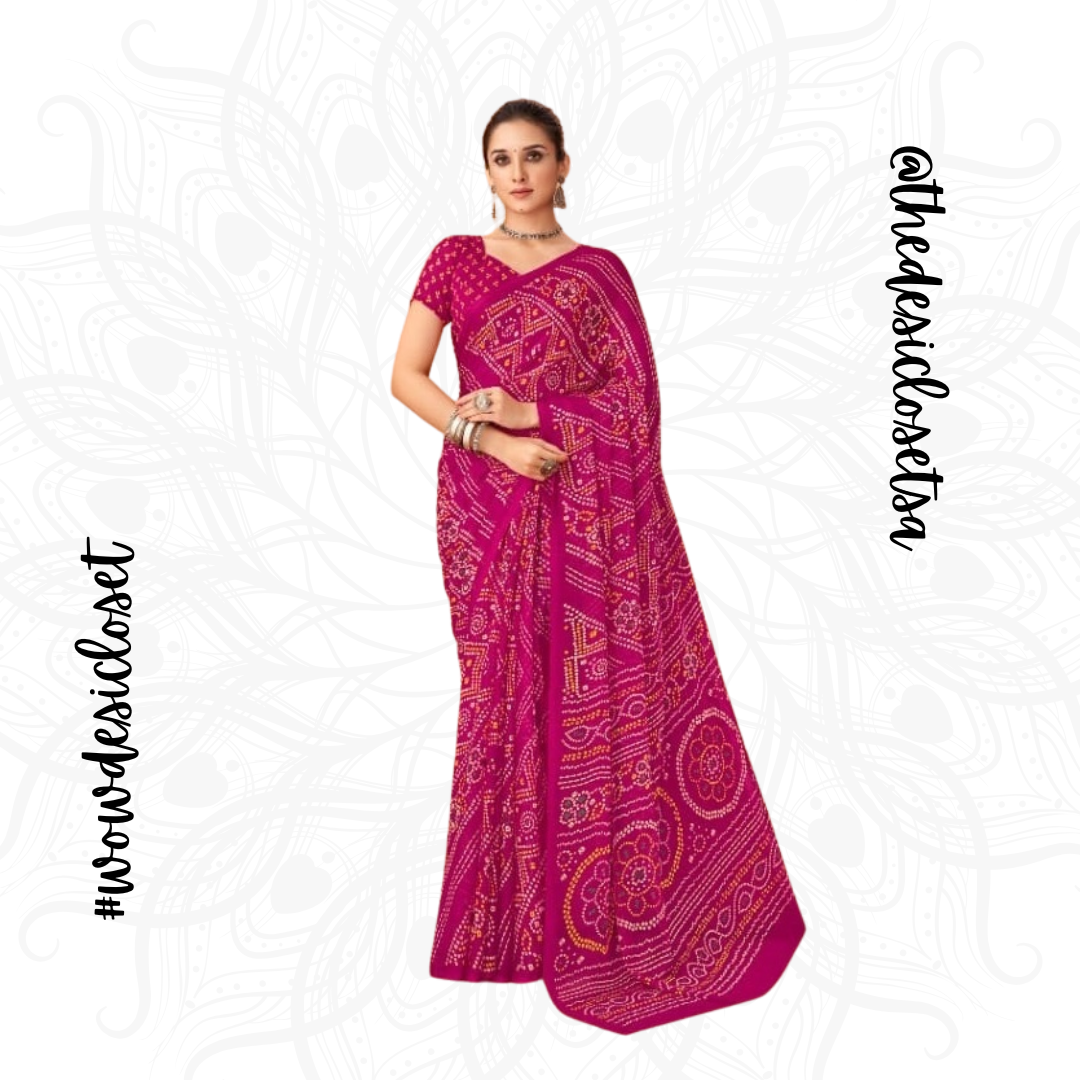 Chiffon Bandhani Sari