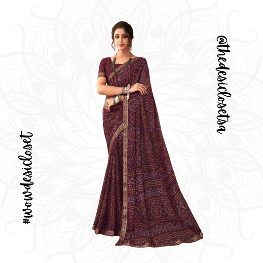 Chiffon Bandhani Sari